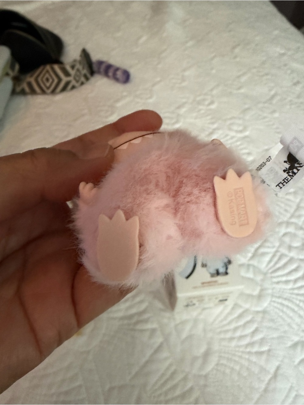Labubu Pink Fuzzy Bunny Keychain Plush - Picture 3 of 5